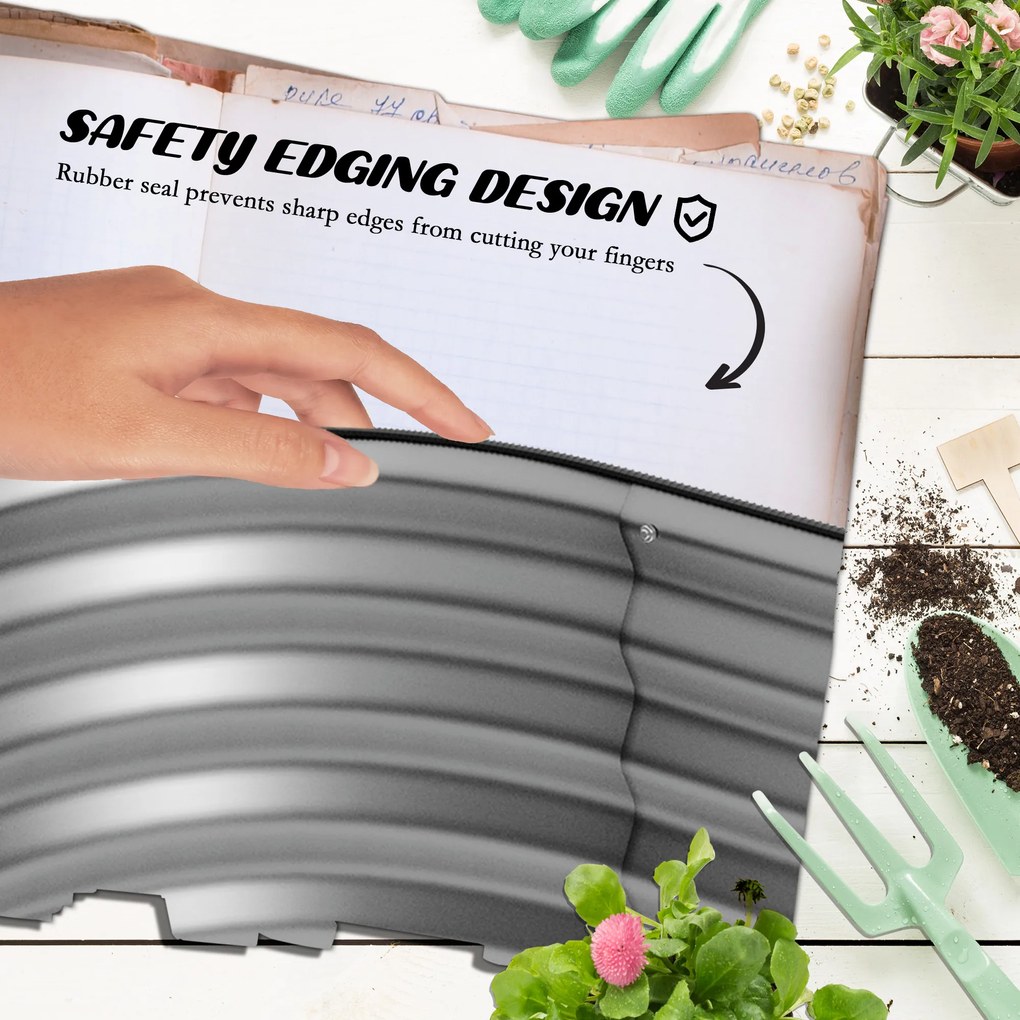 Outsunny Hochbeet Donica Warzywna, modularne łóżko wysokie, zabezpieczone krawędzie, design bez dna,  105 x 62 x 30 cm, Srebrny