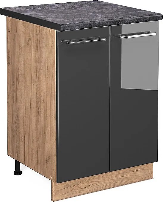 Szafki kuchenne antracyt wysoki połysk 60x60x82 fame-line