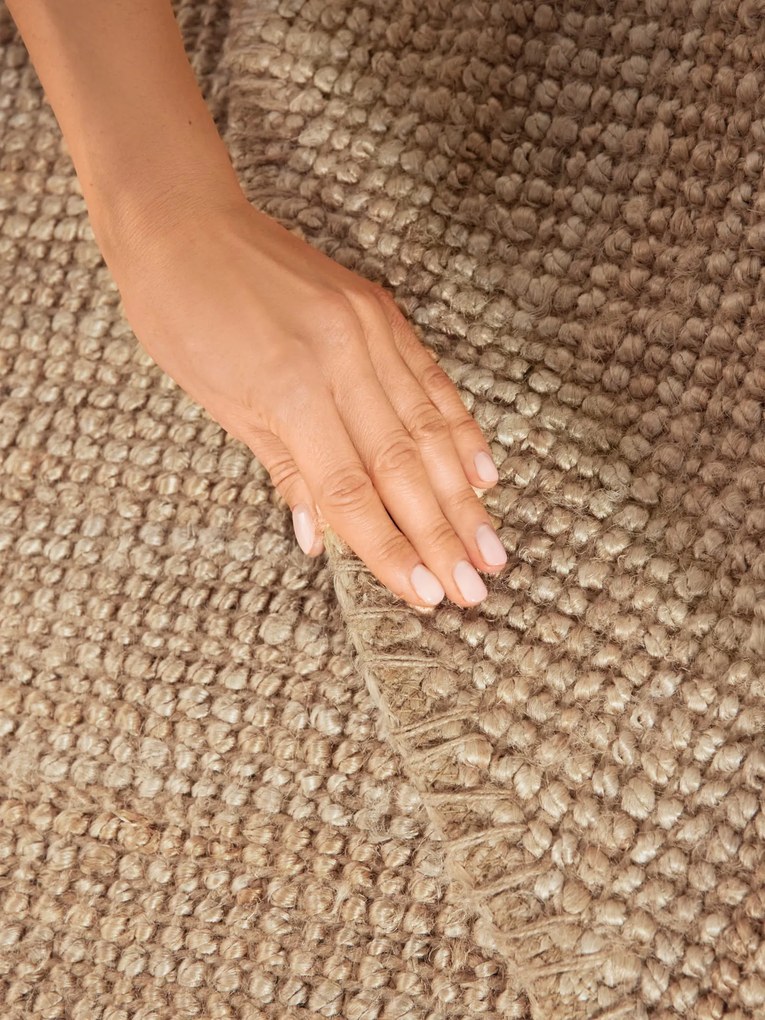 Dywan naturalny jutowy ręcznie tkany Boucle naturalnie złoty 160 cm x 160 cm koło