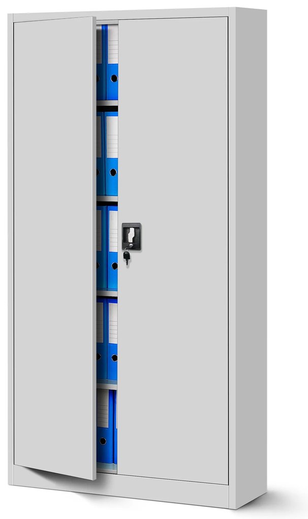 Zestaw 4x szafa biurowa metalowa na akta szara, 900x1850x400 mm: JAN