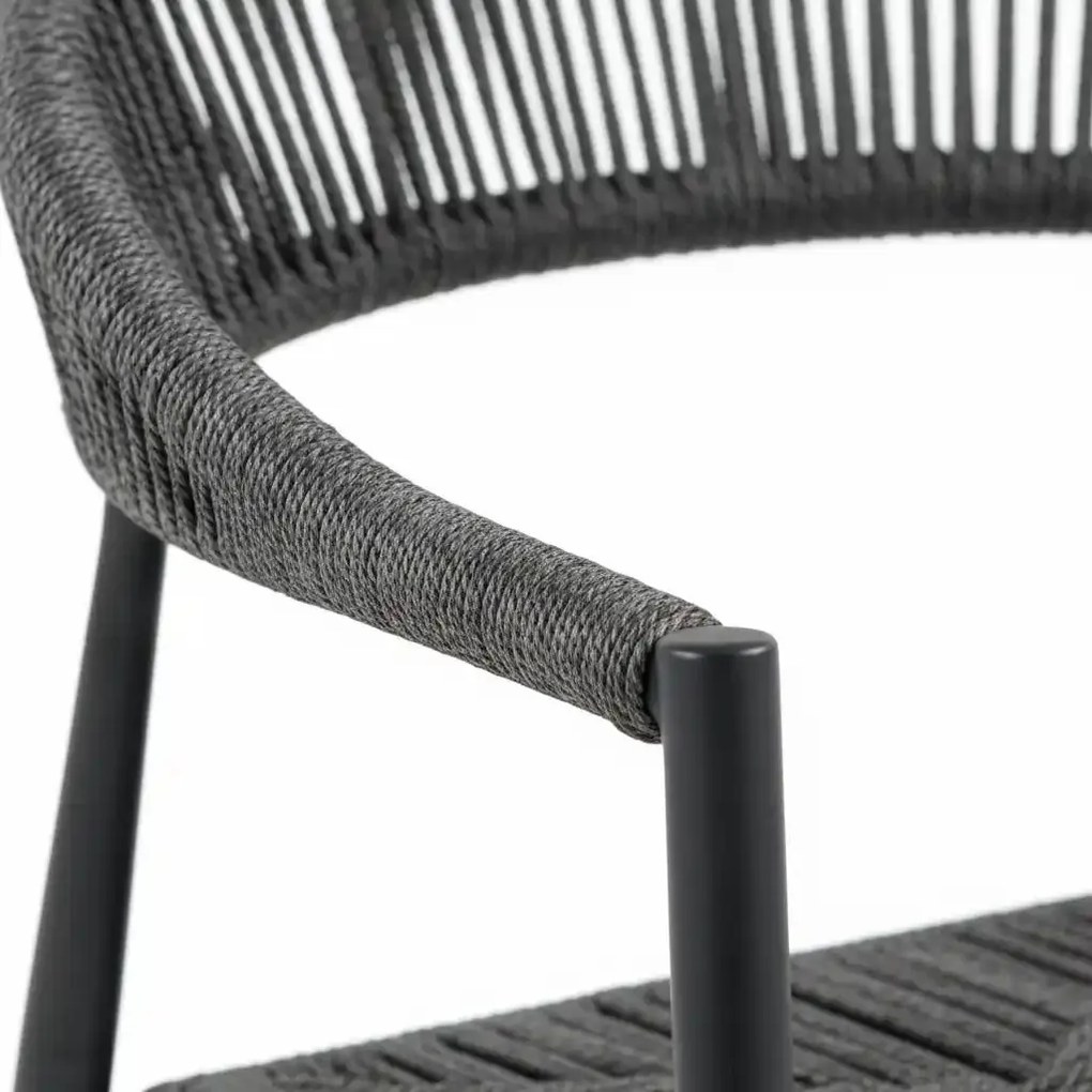 Krzesło Ogrodowe Antracyt 56x60x78 cm Plecione Ręcznie Sznurki Nowoczesne