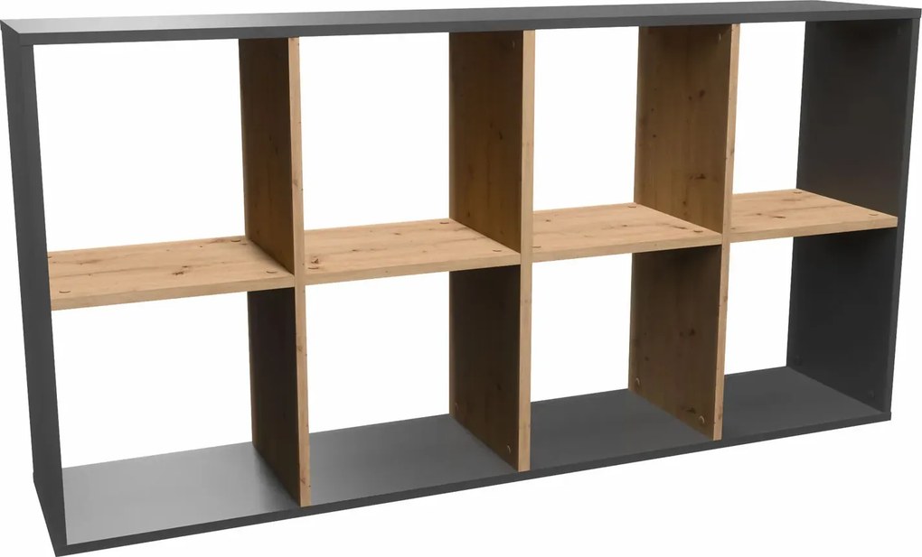 Nowoczesny stojący regał na książki antracyt + dąb artisan F3-H81