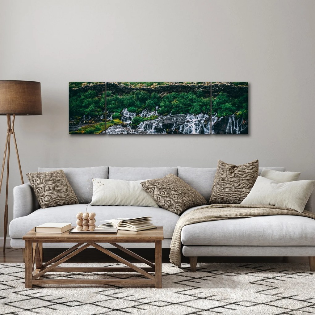 Obraz wodospadów w przyrodzie (170x50 cm)
