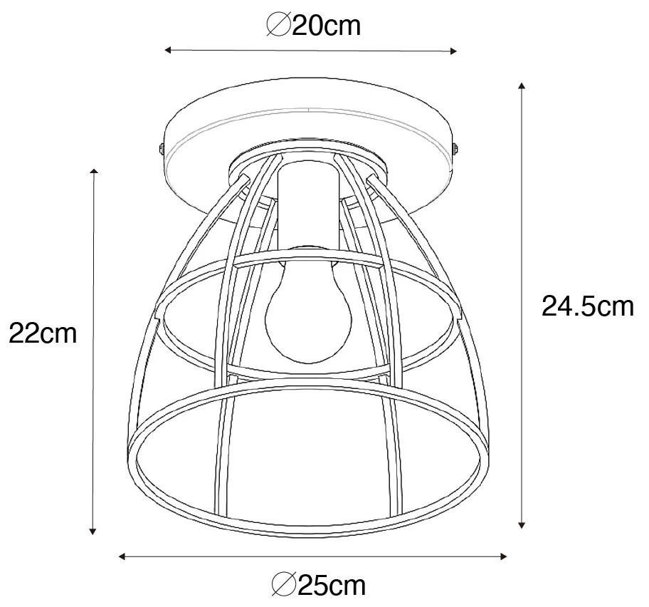 Industrialna lampa sufitowa ciemnoszara z drewnem - ArthurPrzemysłowy Oswietlenie wewnetrzne