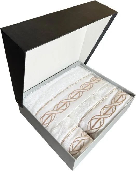 Podarunkowy zestaw ręczników VITA, 3 szt Biały / beżowy haft