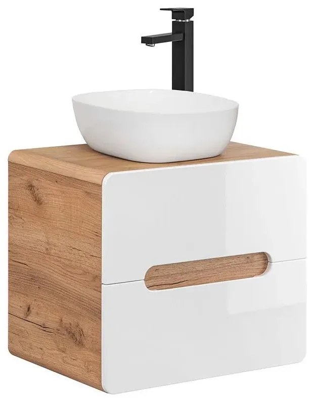 Szafka z umywalką nablatową biały połysk T3-S92