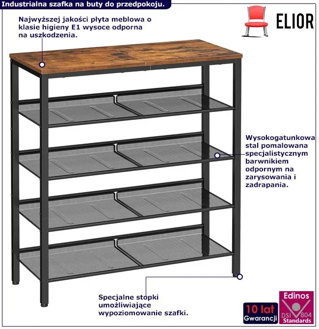 Industrialna szafka na buty z metalowymi półkami N8-H56