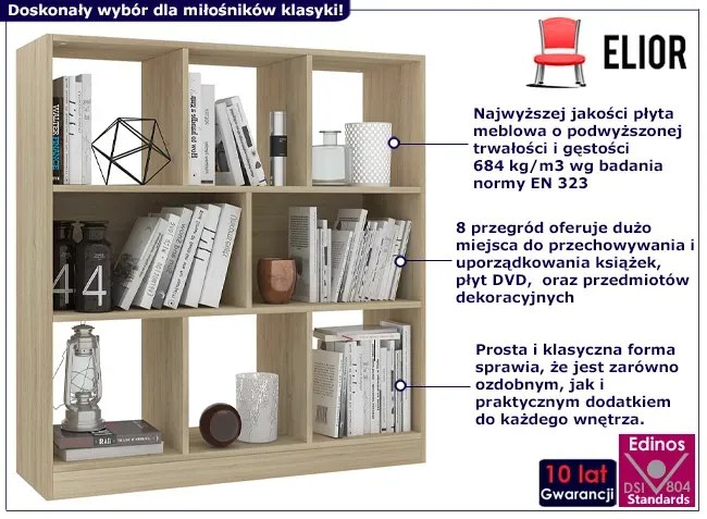 Skandynawski regał z otwartymi półkami dąb sonoma - Nero 4X
