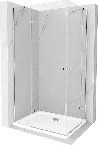 Mexen Roma Duo kabina prysznicowa uchylna 90 x 80 cm, transparent, chrom + brodzik Flat - 854-090-080-01-02-4010