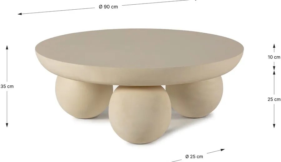 Beżowy okrągły stolik z litego drewna mango ø 90 cm Ailen – Marckeric