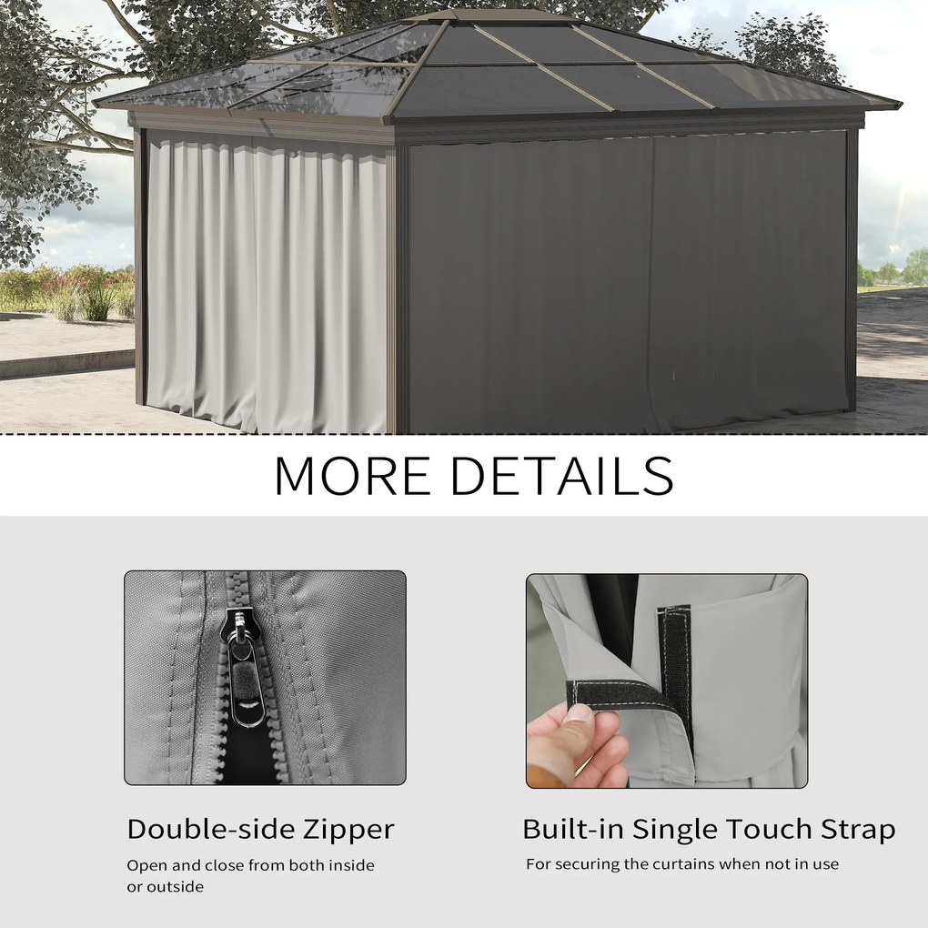 Outsunny Zasłona Zastępcza do Pawilonu 4 szt Beżowy do Pawilonu 3x3m 302x205cm | Aosom PL