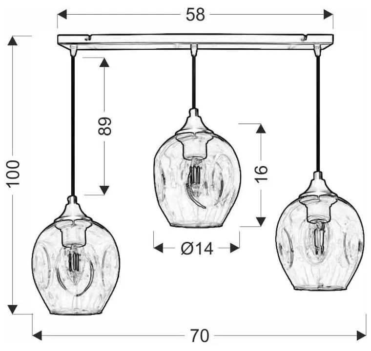 Czarna lampa wisząca ze szklanym kloszem 14x70 cm Aspa – Candellux Lighting