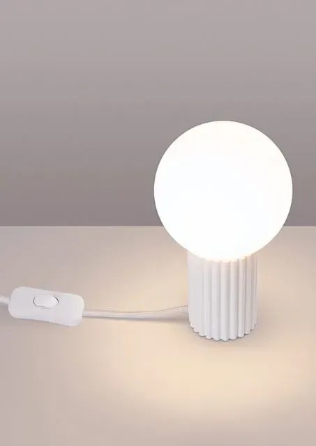 Biała ryflowana lampka nocna - K601-Buble