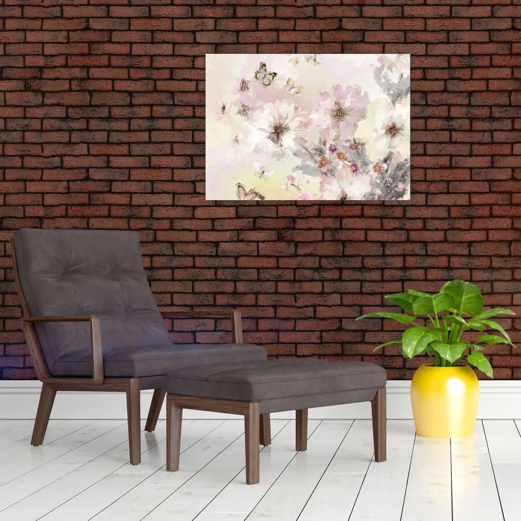 Obraz - Kwiaty malarstwo (70x50 cm)