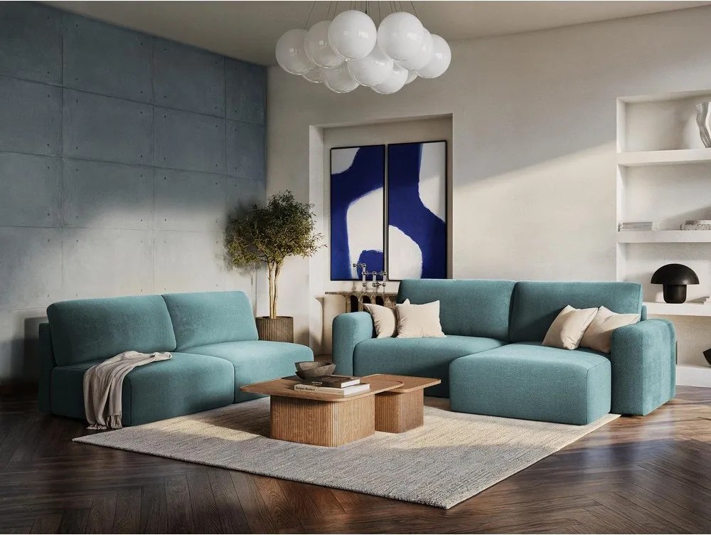 Sztruksowa rozkładana/ze schowkiem sofa w kolorze terakoty 252 cm Kona – Makamii