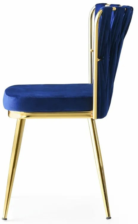 Zestaw krzeseł do jadalni Kusakli Navy Blue andGold, 4 szt., 4 szt.