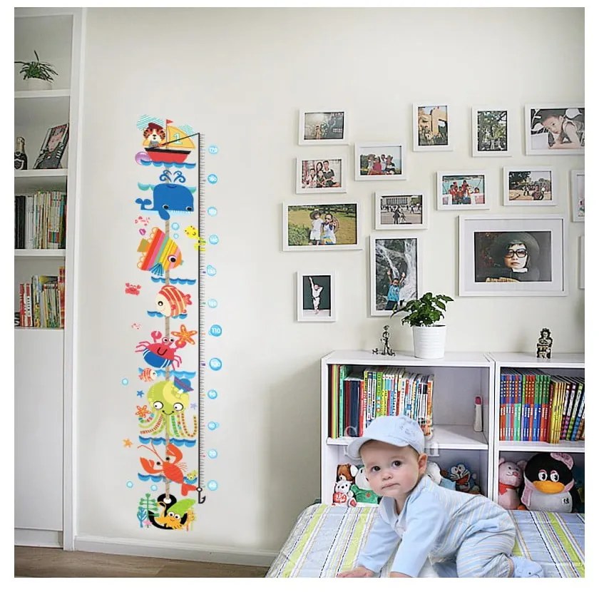 Naklejka dziecięca do mierzenia wzrostu na drzwi/na ścianę 25x170 cm Sea Animals – Ambiance