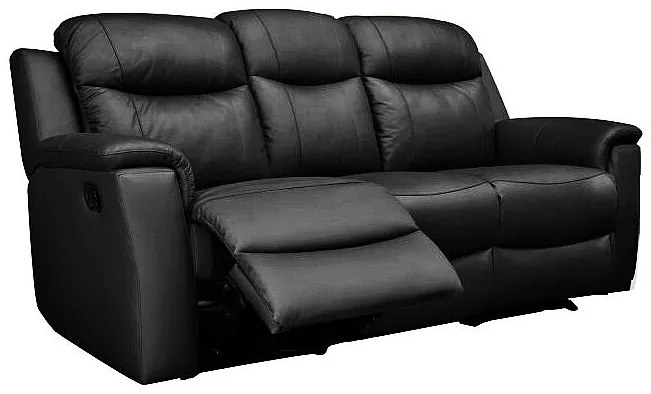 Kanapa 3-osobowa, 2-osobowa i fotel z funkcją relax EVASION ze skóry - Czarny