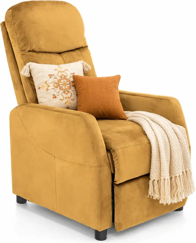 Musztardowy rozkładany fotel wypoczynkowy R3-R55