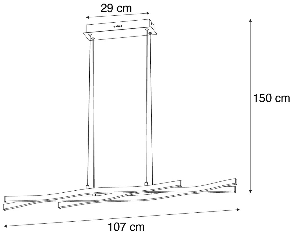 Designerska lampa wisząca czarna ze srebrnym wykończeniem z możliwością ściemniania LED - BlazeDesignerski Oswietlenie wewnetrzne