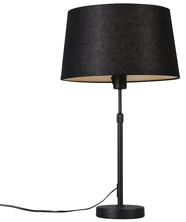 Lampa stołowa czarna z kloszem czarnym 35 cm regulowana - Parte Nowoczesny Oswietlenie wewnetrzne