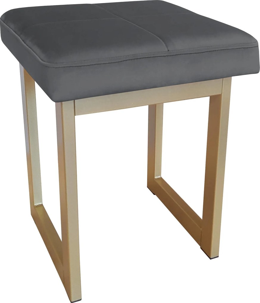 Taboret SOLID tkanina Welur stelaż metalowy STOŁEK LOFT : Kolor Stelaża - Złoty, Kolor tkaniny - VELVET - BL14, Typ tkaniny - Velvet, Wysokość - 45 cm