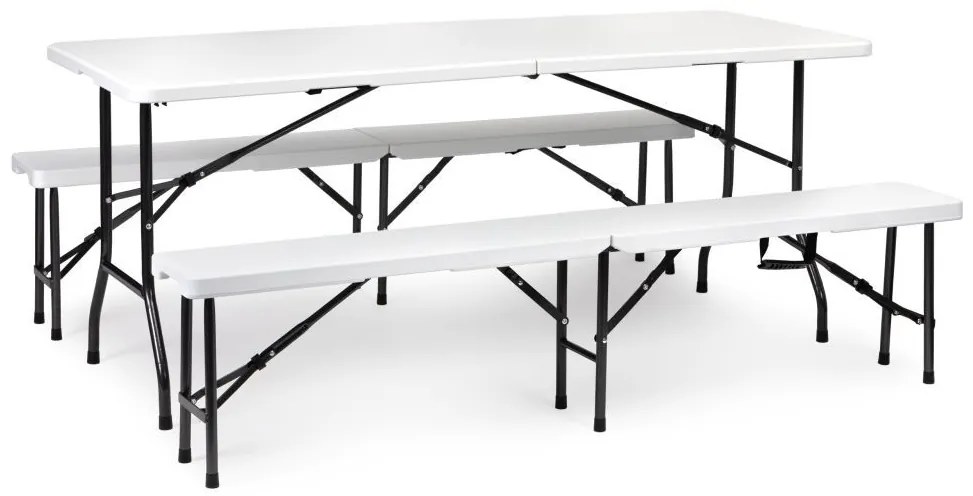 Zestaw cateringowy - stół bankietowy 180 cm i 2 ławki Party, biały