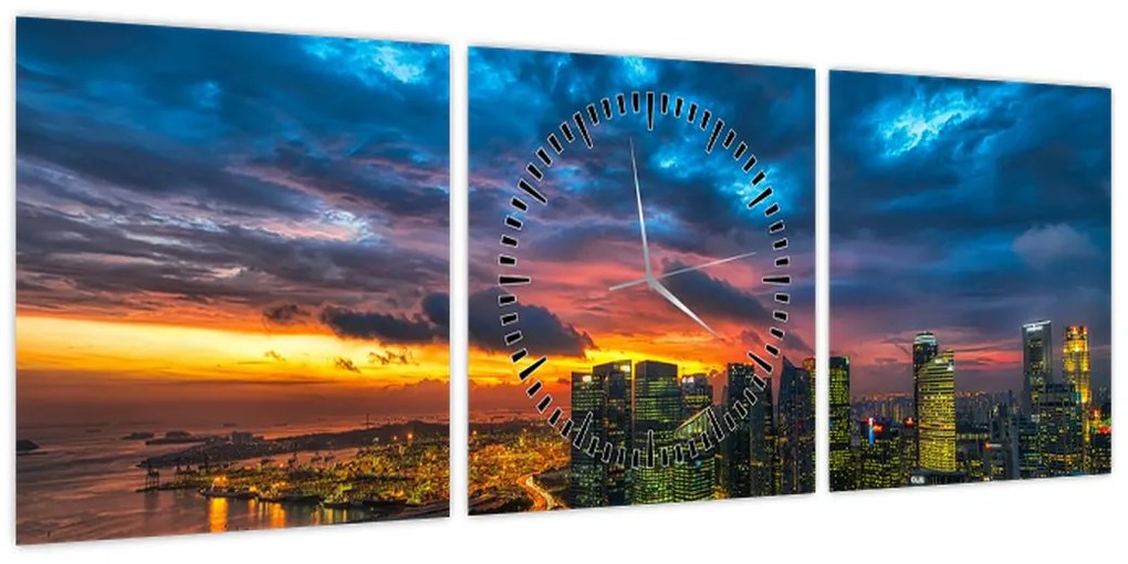 Obraz - Urban (z zegarem) (90x30 cm)