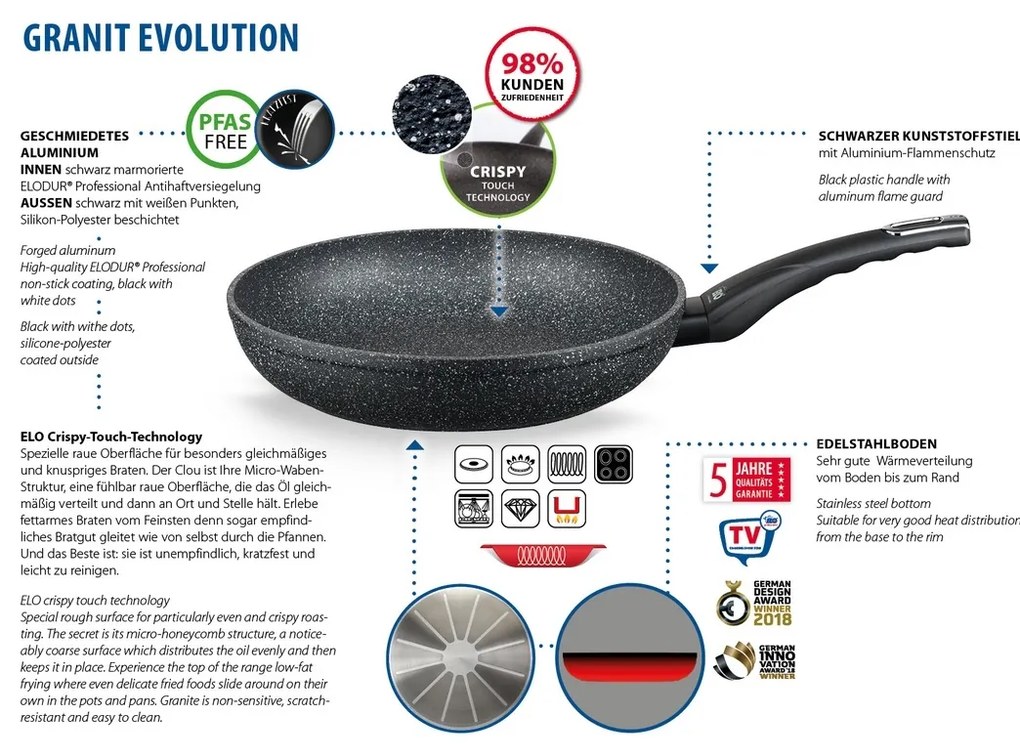 Elo 60428 Głęboka patelnia z uchwytem GranitEvolution 28 cm
