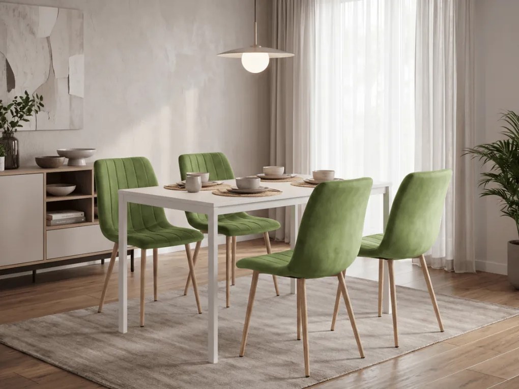 Jasnozielone aksamitowe krzesło LAVA