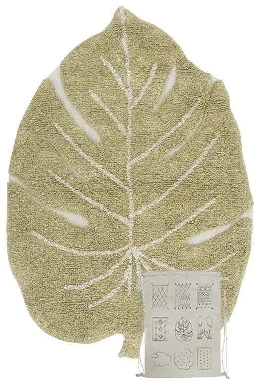 Bawełniany dywan dziecięcy w kolorze khaki tkany ręcznie odpowiedni do prania 75x100 cm Mini Monstera Olive – Lorena Canals