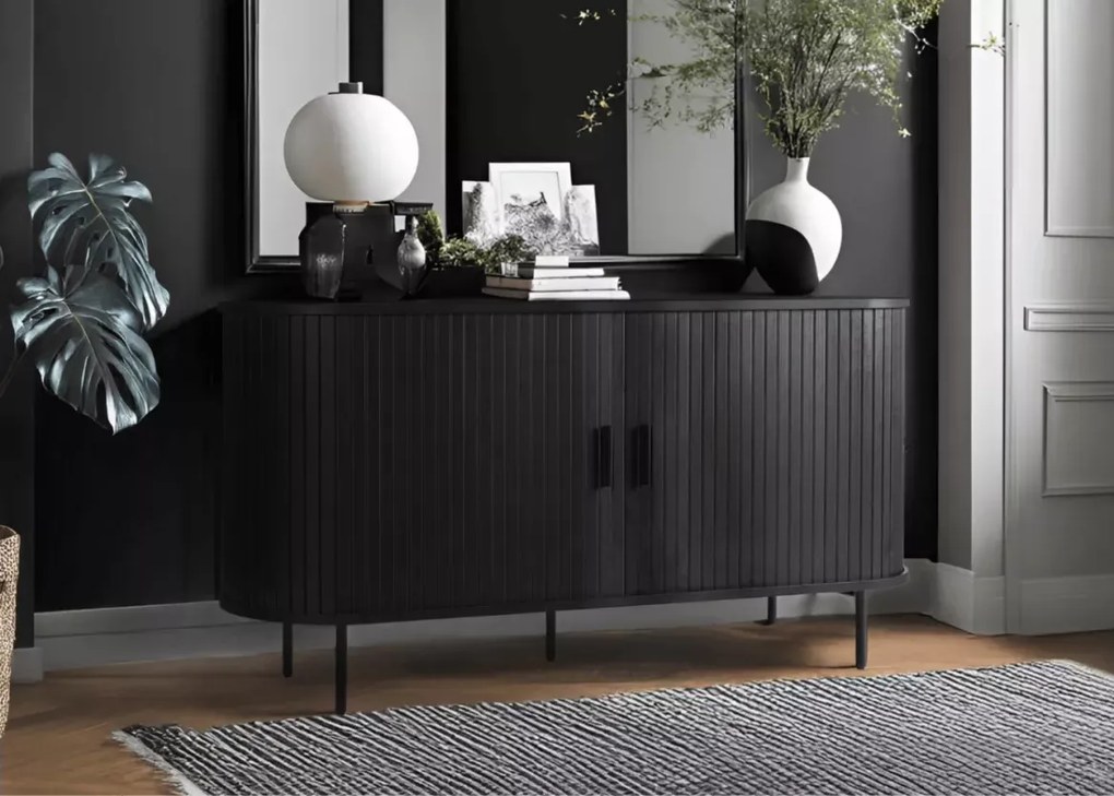 Komoda dwudrzwiowa rozsuwana Double 140cm – nowoczesna komoda z ryflowanymi frontami