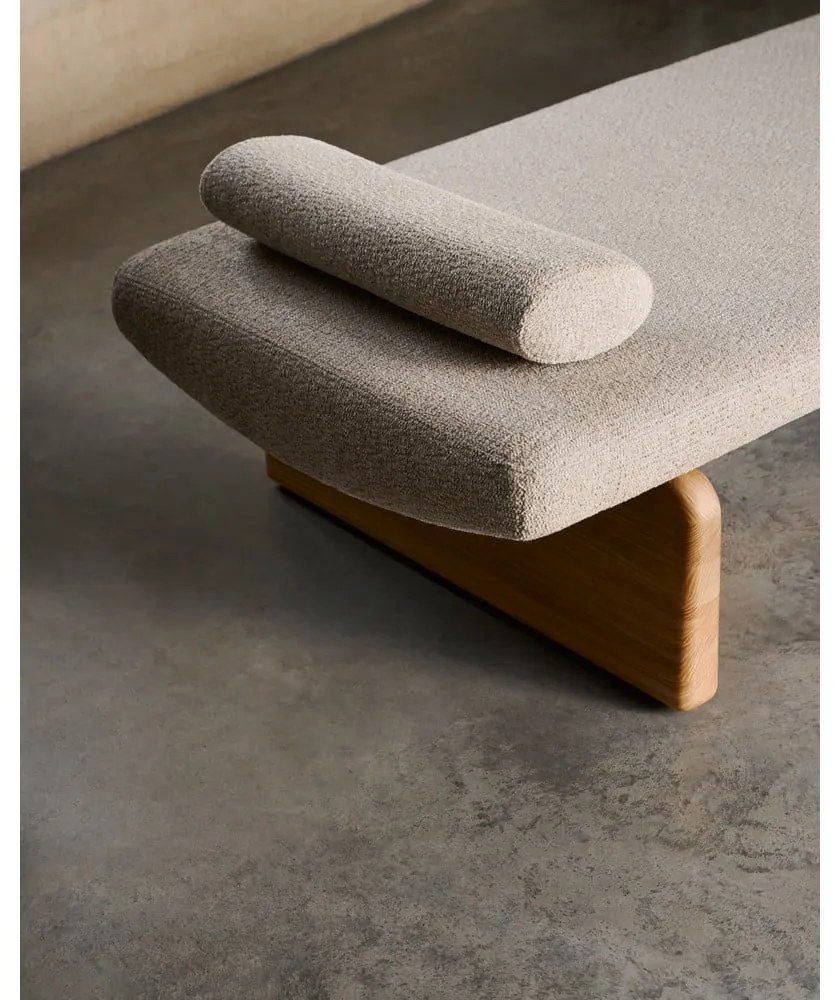 Beżowo-naturalny szezlong z tkaniny szenilowej (strona zmienna) Topaz – Kave Home