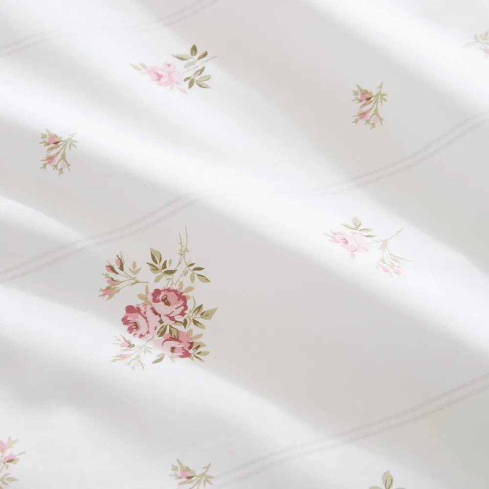 Kremowa pościel jednoosobowa z perkalu bawełnianego 135x200 cm Vintage Rosebud Lace – Bianca