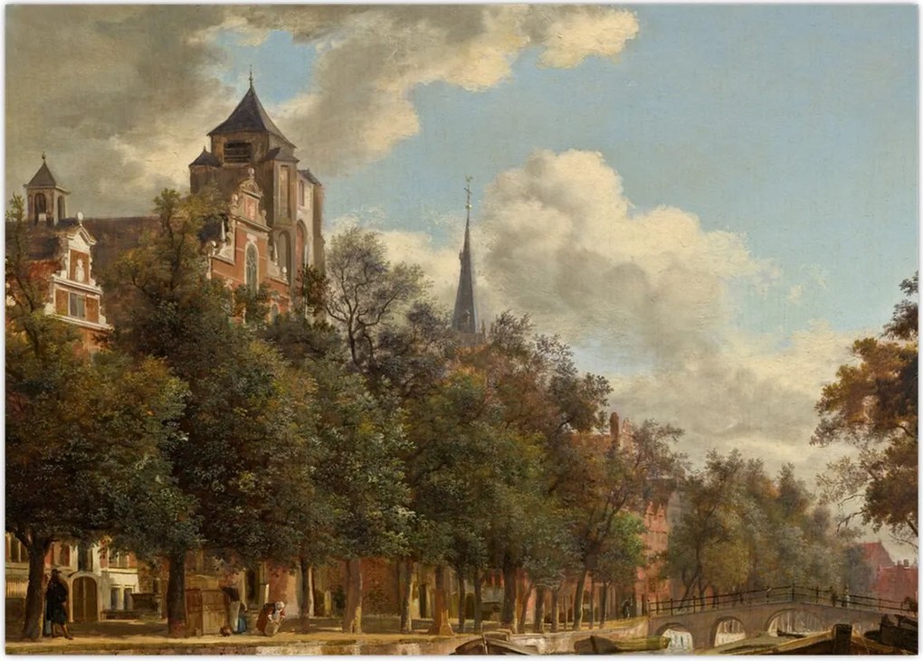 Obraz - Jan van der Heyden, View Down a Dutch Canal, reprodukcje (70x50 cm)