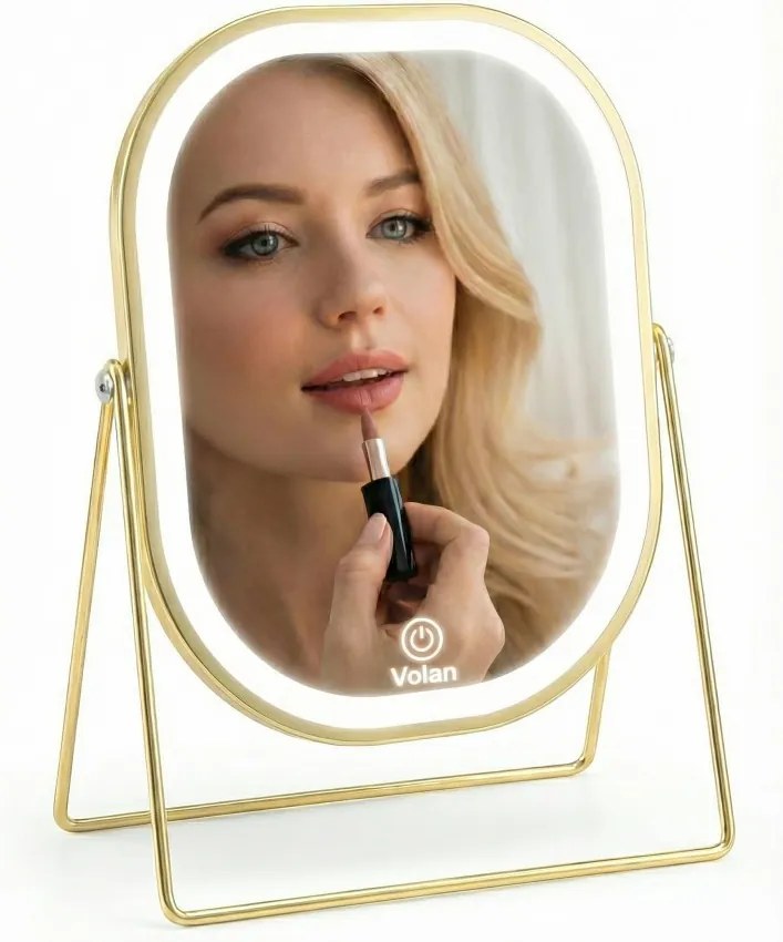 Lusterko Do Makijażu PREMIUM Kosmetyczne POŁYSK Metalowe PODŚWIETLANE LED