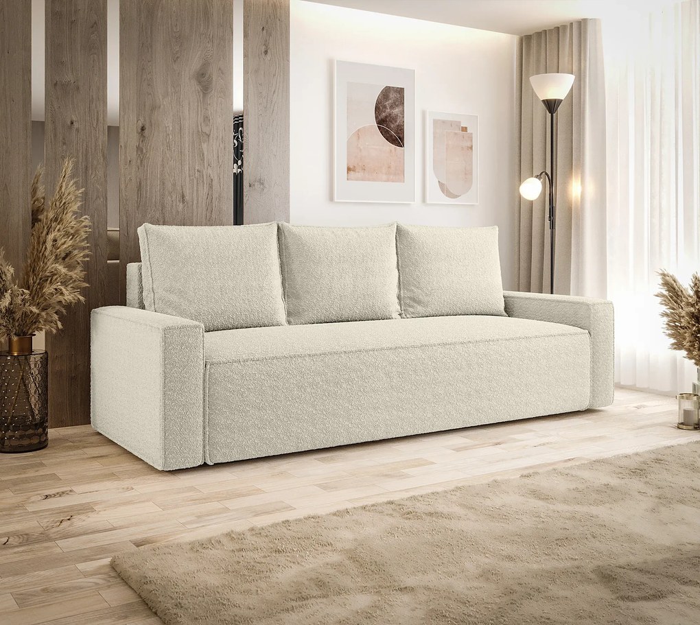 Beżowa rozkładana sofa z pojemnikiem Z7-D79