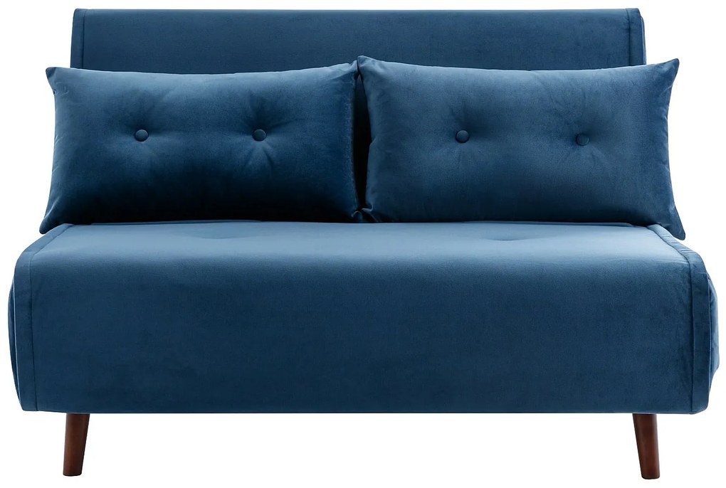 Kanapa 2-osobowa rozkładana z weluru ciemnoniebieska – URIBIA
