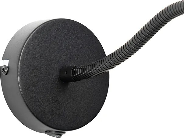 Lampa ścienna czarna z kloszem czarnym przełącznikiem i elastycznym ramieniem - Merwe
