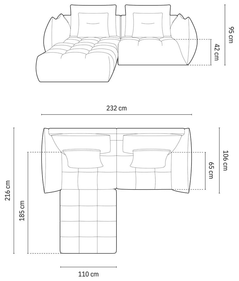 Beżowy narożnik z materiału bouclé (strona zmienna) Bloom – Micadoni Home