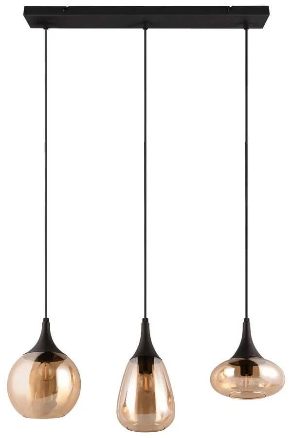 Czarno-pomarańczowa lampa wisząca ze szklanym kloszem Lumina – Trio