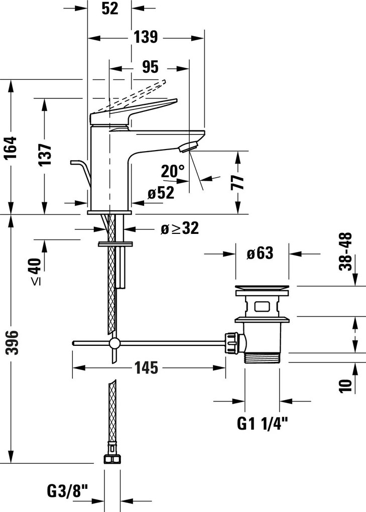 Duravit Wave jednouchwytowa bateria umywalkowa S