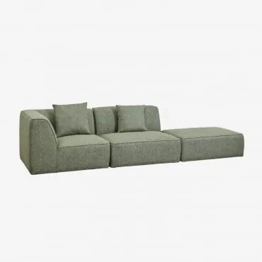 Sofa Modułowy Narożny 2-częściowy Z Tapicerowanym Pufem Cardea Bukla Szałwiowa Zieleń - Sklum