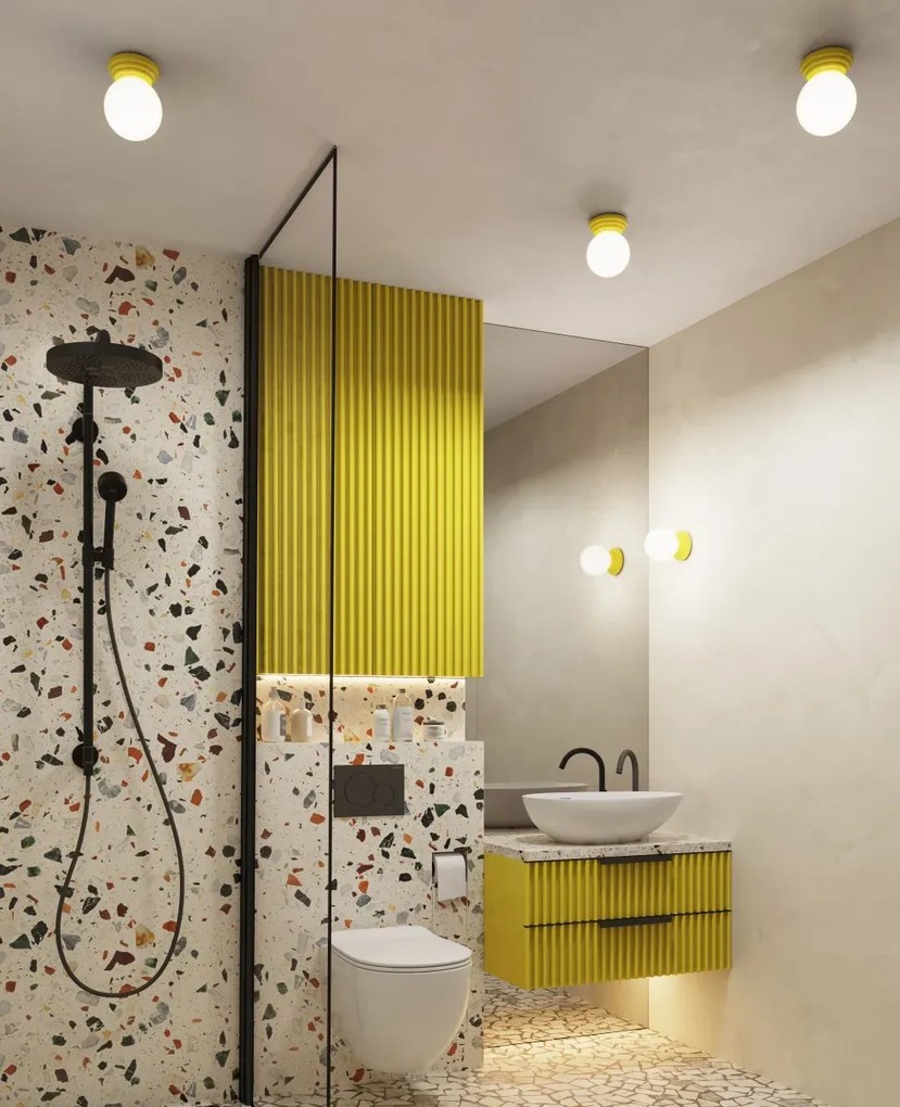 Żółty minimalistyczny kinkiet ze szklanym kloszem - M164-Weskom D1-L30