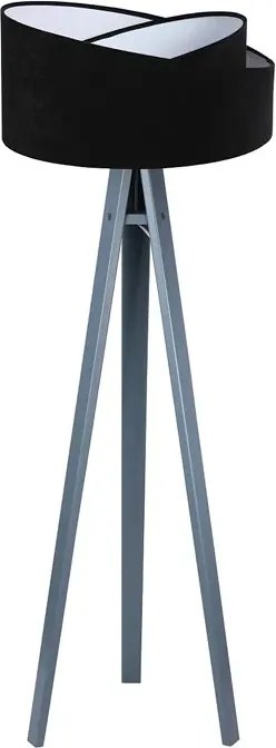 Czarno-antracytowa lampa stojąca drewniana W2-N27