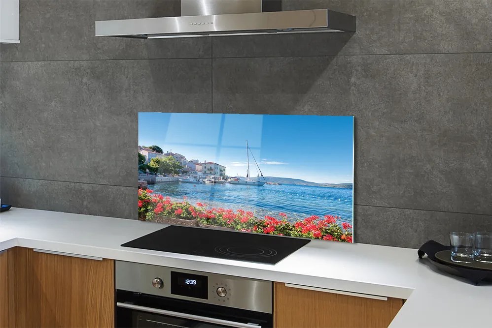 Szklany Panel Statek na Morzu w Lecie