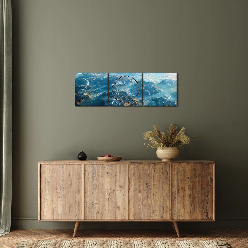 Obraz - Widok z kosmosu (z zegarem) (90x30 cm)