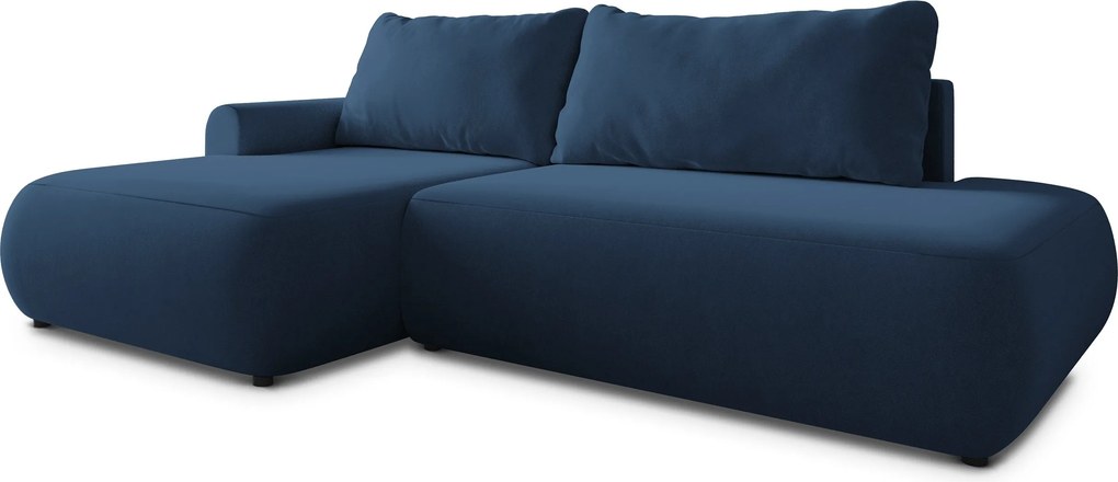 Masseno Narożnik NUVIRA z funkcją spania i pojemnikiem na pościel Narozniki L, Rozkładana sofa - Niebieski, CASTEL 79
