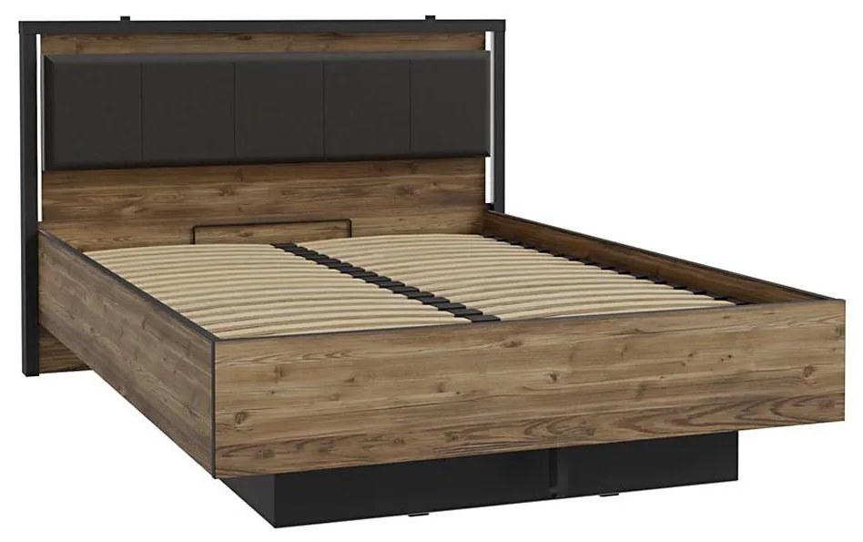 Łóżko dwuosobowe z pojemnikiem OREN 140x200 cm brązowe/czarne