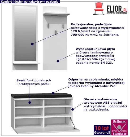 Biała skandynawska garderoba z wieszakiem 50cm P4-M96